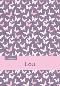 Le cahier de Lou - Petits carreaux, 96p, A5 - Papillons Mauve