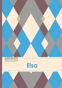  XXX - Le carnet d'Elsa - Lignes, 96p, A5 - Jacquard Bleu Gris Taupe.