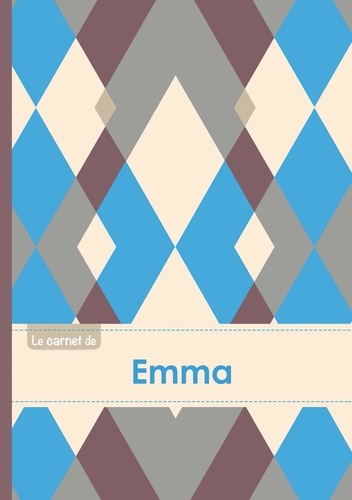  XXX - Le carnet d'Emma - Lignes, 96p, A5 - Jacquard Bleu Gris Taupe.