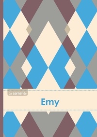  XXX - Le carnet d'Emy - Lignes, 96p, A5 - Jacquard Bleu Gris Taupe.