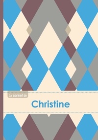  XXX - Le carnet de Christine - Lignes, 96p, A5 - Jacquard Bleu Gris Taupe.
