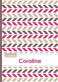  XXX - Le carnet de Coraline - Lignes, 96p, A5 - Motifs Violet Gris Taupe.