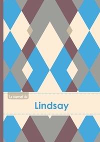  XXX - Le carnet de Lindsay - Lignes, 96p, A5 - Jacquard Bleu Gris Taupe.