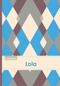  XXX - Le carnet de Lola - Lignes, 96p, A5 - Jacquard Bleu Gris Taupe.