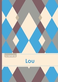  XXX - Le carnet de Lou - Lignes, 96p, A5 - Jacquard Bleu Gris Taupe.