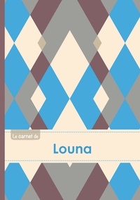  XXX - Le carnet de Louna - Lignes, 96p, A5 - Jacquard Bleu Gris Taupe.