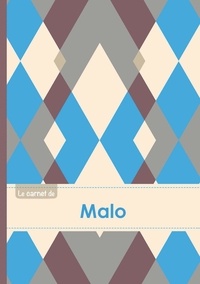  XXX - Le carnet de Malo - Lignes, 96p, A5 - Jacquard Bleu Gris Taupe.