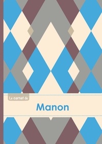  XXX - Le carnet de Manon - Lignes, 96p, A5 - Jacquard Bleu Gris Taupe.