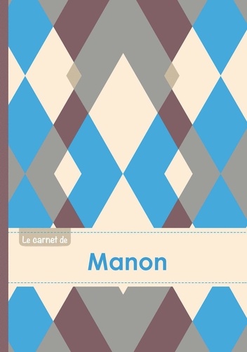  XXX - Le carnet de Manon - Lignes, 96p, A5 - Jacquard Bleu Gris Taupe.