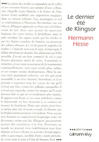 Hermann Hesse - Le dernier été de Klingsor.