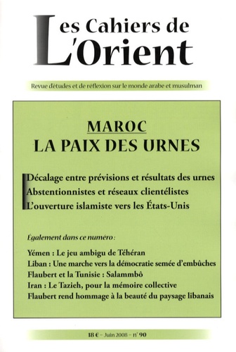 Antoine Sfeir et Mounia Bennani-Chraïbi - Les Cahiers de l'Orient N° 90, Juin 2008 : Maroc - La paix des urnes.