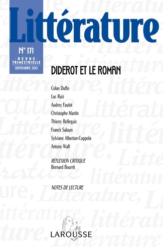 Nathalie Jouven - Littérature N° 171, septembre 2013 : Diderot et le roman.