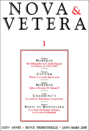 Charles Morerod et  Collectif - Nova & Vetera N° 1 janvier-mars 2000 : .