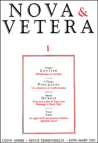 Georges Cottier - Nova & Vetera N° 1 Janvier-Mars 2001 : .