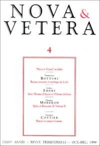 Georges Cottier - Nova & Vetera N°4 OCTOBRE-DECEMBRE 1999 : .