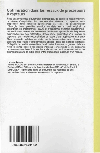 Optimisation dans les réseaux de processeurs à capteurs. Minimisation de la consommation d'énergie