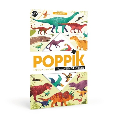 Poppik Les dinosaures. 1 poster + 32 stickers repositionnables