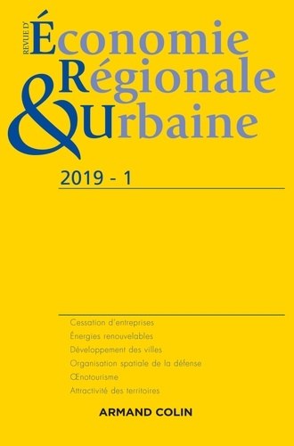  Anonyme - Revue d'économie régionale et urbaine N° 1/2019 : .