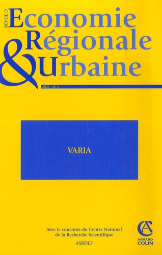 Ben Derudder et Eric Delattre - Revue d'économie régionale et urbaine N° 2, 2007 : .
