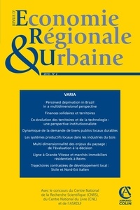 André Braz Golgher et Pascal Glémain - Revue d'économie régionale et urbaine N° 2, 2010 : .
