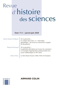  Armand Colin - Revue d'histoire des sciences N° 1, 2020 : .