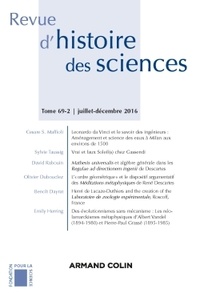  Anonyme - Revue d'histoire des sciences N° 2/2016 : .