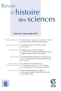 Michel Blay - Revue d'histoire des sciences N° 66-1, janvier-jui : Revue d'histoire des sciences - tome 66 (1/2013).