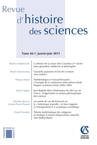 Michel Blay - Revue d'histoire des sciences N° 66-1, janvier-jui : Revue d'histoire des sciences - tome 66 (1/2013).