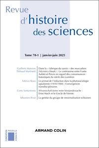 Revue d'histoire des sciences N° 78-1, janvier-juin 2025