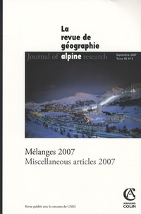 Egidio Dansero - Revue de Géographie Alpine N° 95, Septembre 200 : Mélanges 2007.