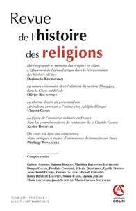 Revue de l'histoire des religions N° 3, 2022