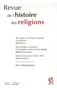 Revue de l'histoire des religions Tome 223 janvier-mars 2006