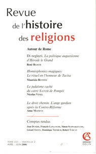 René Bloch et Maurizio Bettini - Revue de l'histoire des religions Tome 223 N° 2, Avril : Autour de Rome.