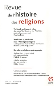 Caterina Bori et Ricardo Escobar Quevedo - Revue de l'histoire des religions Tome 224 N° 1, Janvi : .