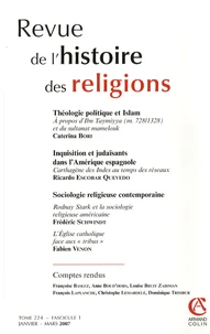 Revue de l'histoire des religions Tome 224 N° 1, Janvier-Mars 2007