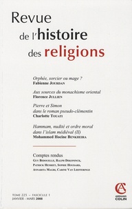 Fabienne Jourdan et Florence Jullien - Revue de l'histoire des religions Tome 225 N° 1, Janvi : .