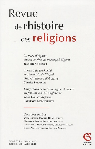 Jean-Marie Husser et Charles Baladier - Revue de l'histoire des religions Tome 225 N° 3, Juill : .