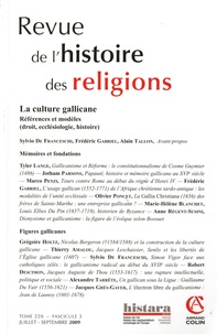 Charles Amiel - Revue de l'histoire des religions Tome 226 N° 3, Juill : La culture gallicane - Références et modèles (droit, ecclésiologie, histoire).