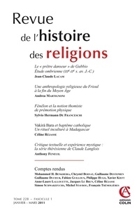 Jean-Claude Lacam et Andréa Martignoni - Revue de l'histoire des religions Tome 228 N° 1, Janvi : .