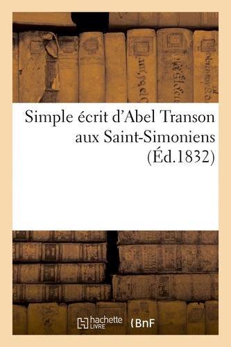 Simple écrit d'Abel Transon aux Saint-Simoniens