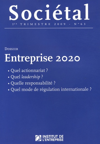 Jean-Marc Daniel - Sociétal N° 63, 1er trimestre : Entreprise 2020.