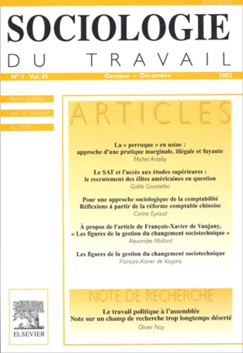 Michel Anteby et Gaële Goastellec - Sociologie du travail Volume 45 N° 4, Octo : .