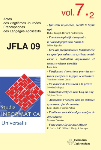 Ivan Lavallée - Studia Informatica Universalis n°7-2 JFLA 2009 - Actes des vingtièmes Journées francophones des langages applicatifs.