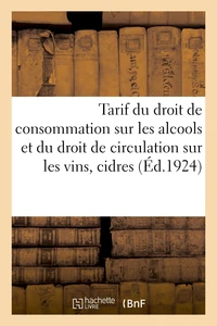 Tarif du droit de consommation sur les alcools et du droit de circulation sur les vins, cidres