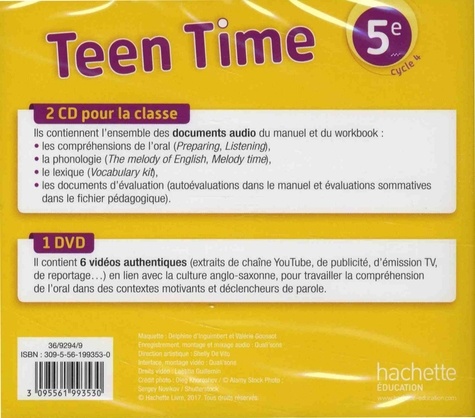 Teen Time 5e A1>A2  Edition 2017 -  1 DVD + 2 CD audio