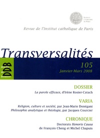 Geneviève Médevielle - Transversalités N° 105, Janvier-Mars : La parole efficace, d'Irène Rosier-Catach.