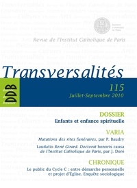 Laurent Villemin - Transversalités N° 115, Juillet-sept : Enfants et enfance spirituelle.