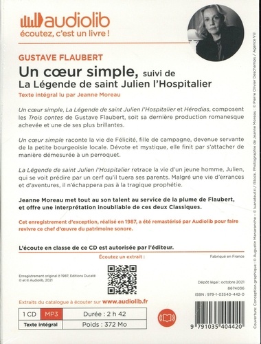 Un coeur simple. Suivi de La Légende de saint Julien l'Hospitalier  avec 1 CD audio MP3