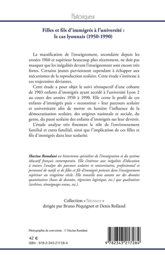 Filles et fils d'immigrés à l'université : le cas lyonnais (1950-1990)