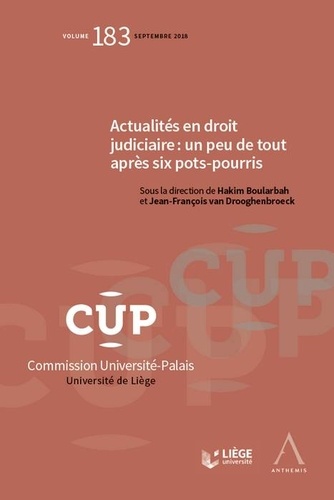 Hakim Boularbah et Jean-François Van Drooghenbroeck - Actualités en droit judiciaire : un peu de tout après six pots-pourris.
